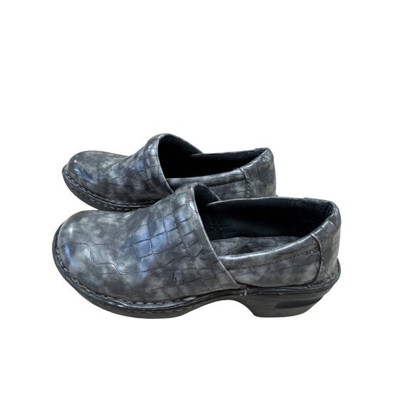 B.O.C Womens Gray Croc-Embossed Clogs Mules Size 7 SKU 7182 - Picture 3 of 9
